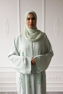Embellished Petal Glam Abaya - Mint