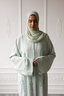 Embellished Petal Glam Abaya - Mint