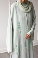 Embellished Petal Glam Abaya - Mint