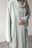 Embellished Petal Glam Abaya - Mint