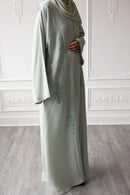 Embellished Petal Glam Abaya - Mint