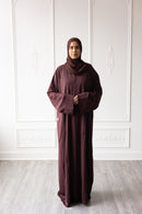 Floral Ember Glam Abaya - Coffee Brown