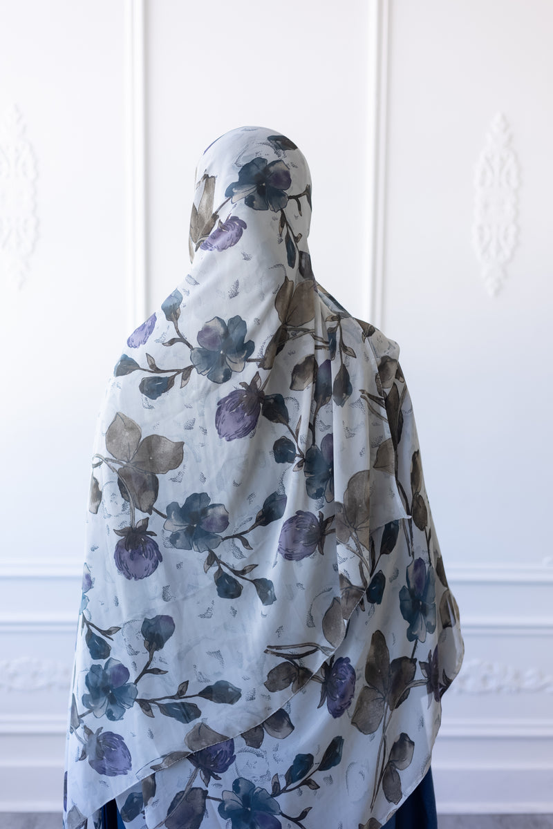 New Printed Chiffon Hijab - Violet Ash