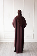 Floral Ember Glam Abaya - Coffee Brown