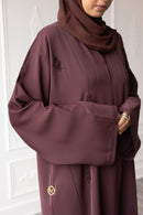 Floral Ember Glam Abaya - Coffee Brown
