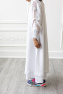 Kids Chiffon Layered Glam Abaya - Crystal White (K3 - K4)