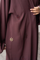 Floral Ember Glam Abaya - Coffee Brown