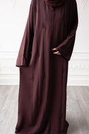 Floral Ember Glam Abaya - Coffee Brown
