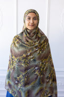 New Printed Chiffon Hijab - Olive Garden
