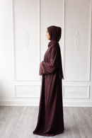 Petal Weave Glam Abaya – Coffee Brown