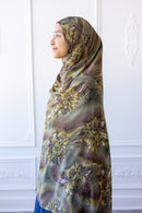 New Printed Chiffon Hijab - Olive Garden