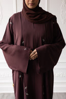 Petal Weave Glam Abaya – Coffee Brown