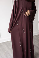 Petal Weave Glam Abaya – Coffee Brown