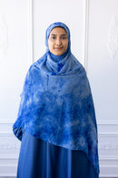 New Printed Chiffon Hijab - Azure Mist