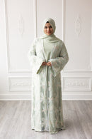 Noor Petal Glam Abaya – Sky Green