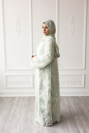 Noor Petal Glam Abaya – Sky Green