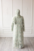 Noor Petal Glam Abaya – Sky Green