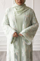 Noor Petal Glam Abaya – Sky Green