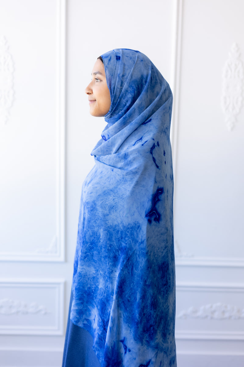 New Printed Chiffon Hijab - Azure Mist