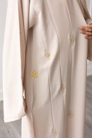 Floral Ember Glam Abaya - Beige