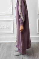 Kids Chiffon Layered Glam Abaya - Lavender