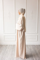 Embellished Petal Glam Abaya - Beige