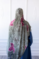 New Printed Chiffon Hijab - Crimson Leaf