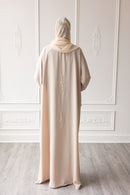 Embellished Petal Glam Abaya - Beige