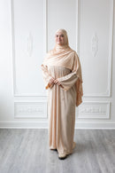 Glam Abaya Floral Embellished sleeve (French Vanilla)