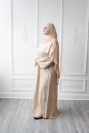 Glam Abaya Floral Embellished sleeve (French Vanilla)