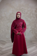Floral Lace Wedding Dress - Crystal Red