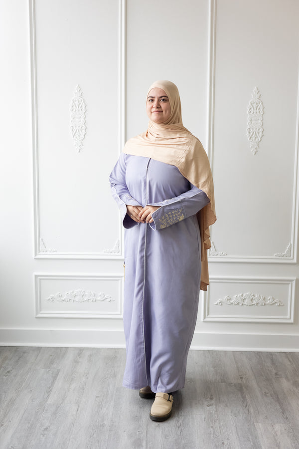 Linen Embroidered Sleeve Vine Design (Wisteria)