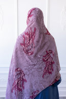New Printed Chiffon Hijab - Crimson Orchid