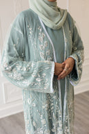 Couture Glam Abaya - Pearl Green
