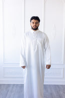 Saudi Collared Thobe Jubbah - Hamza Collection (White)