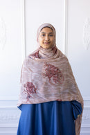 New Printed Chiffon Hijab - Rustic Rose (Glitter)