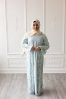 Couture Glam Abaya - Aqua Blossom