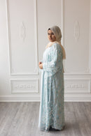 Couture Glam Abaya - Aqua Blossom