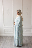 Couture Glam Abaya - Aqua Blossom