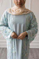 Couture Glam Abaya - Aqua Blossom
