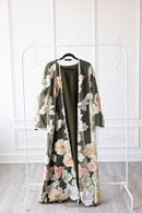 Floral Bloom Glam Abaya – Olive Green