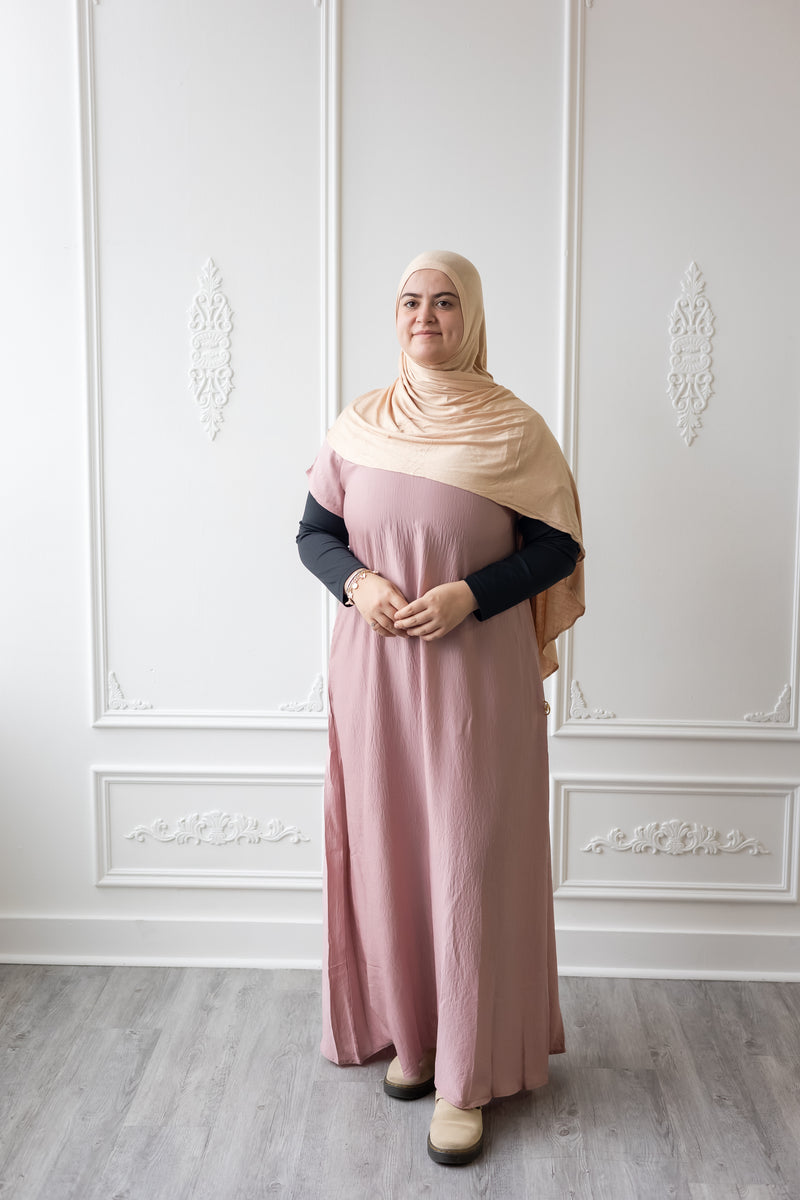 Inner Half Sleeved Slip Dress Only (Rose Water) Textured Nida Inner Half Sleeved Slip Dress Only (Rose Water) Textured Nida