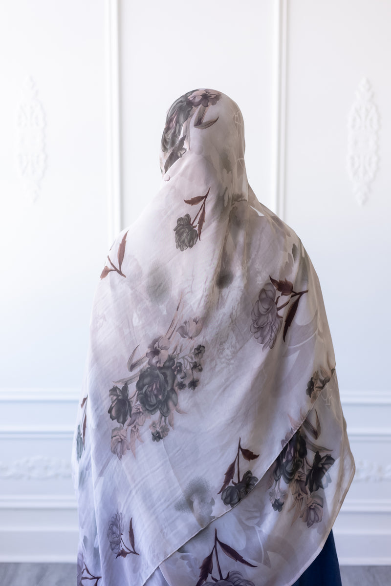 New Printed Chiffon Hijab - Frosted Bloom