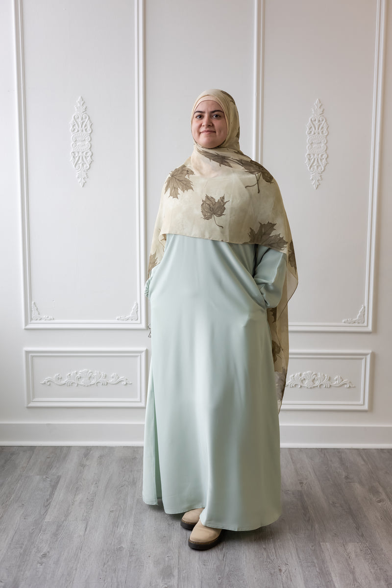 Umm Salama Cotton Blend Loose Fit Abaya (Avocado)