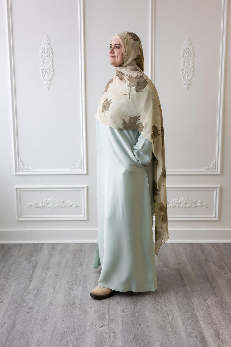 Umm Salama Cotton Blend Loose Fit Abaya (Avocado)
