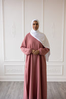 Sawda Textured Crepe Abaya (Dark Coral Pink)