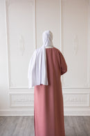 Sawda Textured Crepe Abaya (Dark Coral Pink)