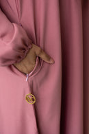 Sawda Textured Crepe Abaya (Dark Coral Pink)