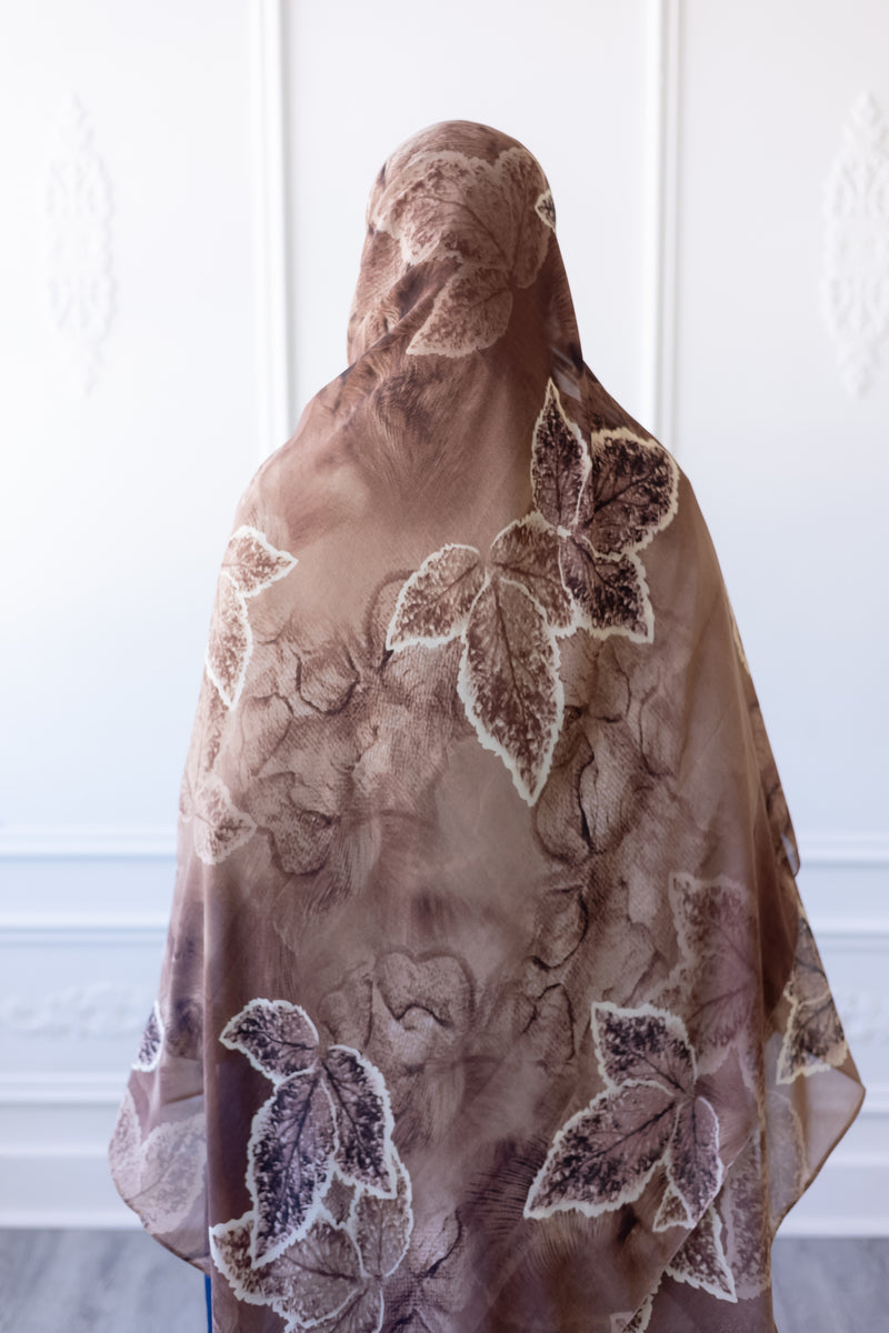 New Printed Chiffon Hijab - Autumn Leaf