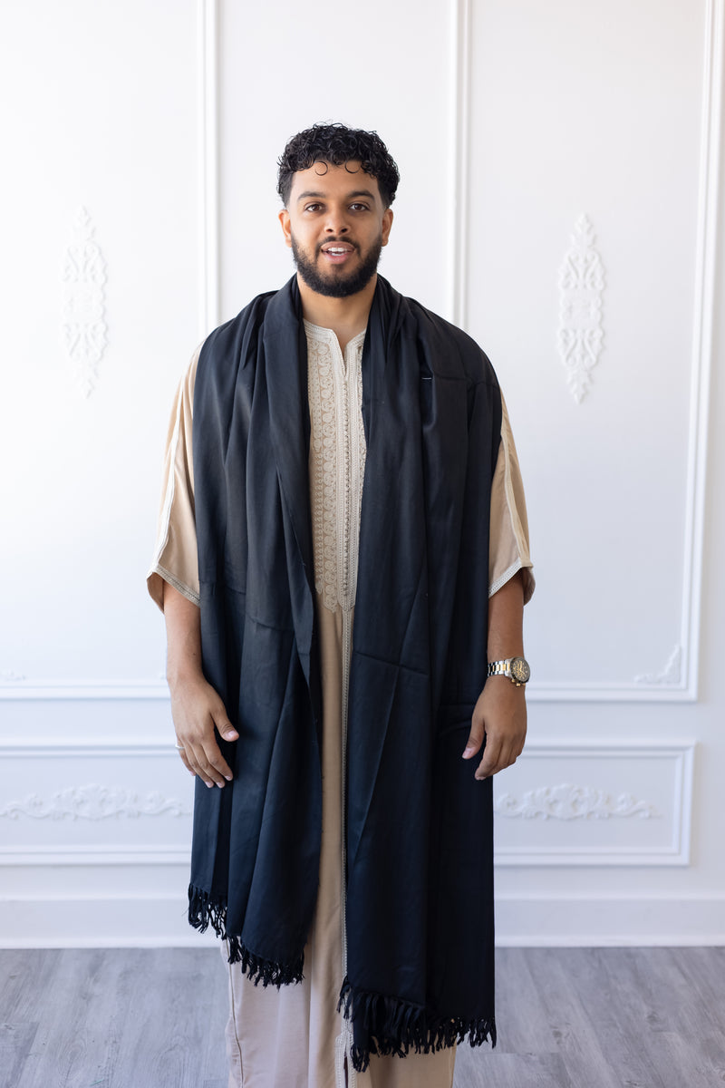 Classic Draped Shawl – Midnight Noir